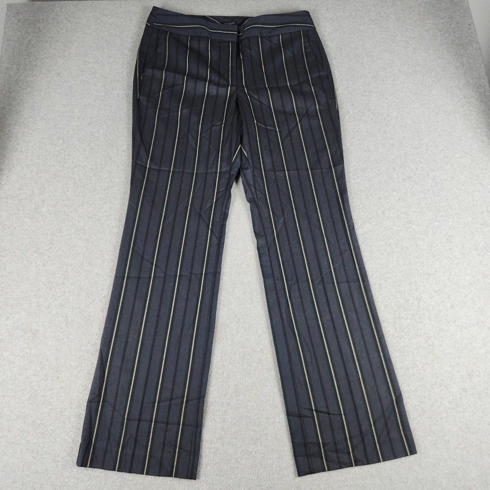 Ann Taylor Factory Signature Dress Pants Womens 8 Navy Blue Pinstripe Straight